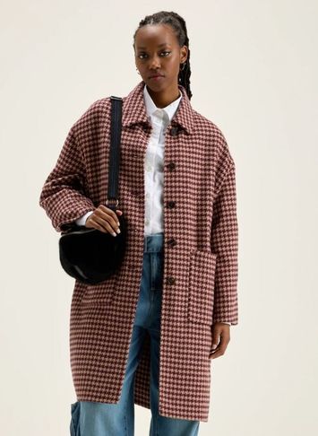 Bordeaux oversized geruite mantel Joanne Bellerose