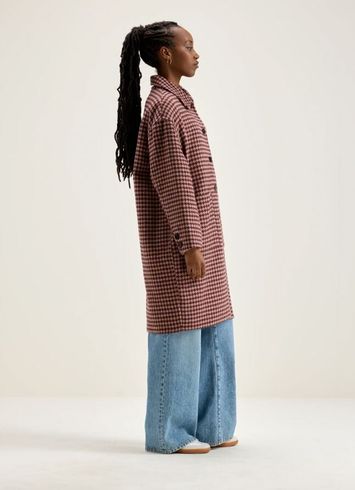Bordeaux oversized geruite mantel Joanne Bellerose