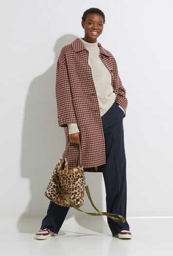 Bordeaux oversized geruite mantel Joanne Bellerose