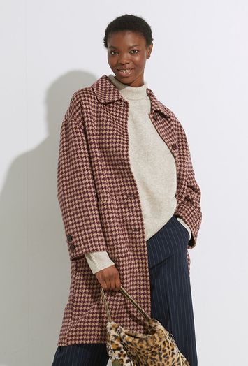 Bordeaux oversized geruite mantel Joanne Bellerose