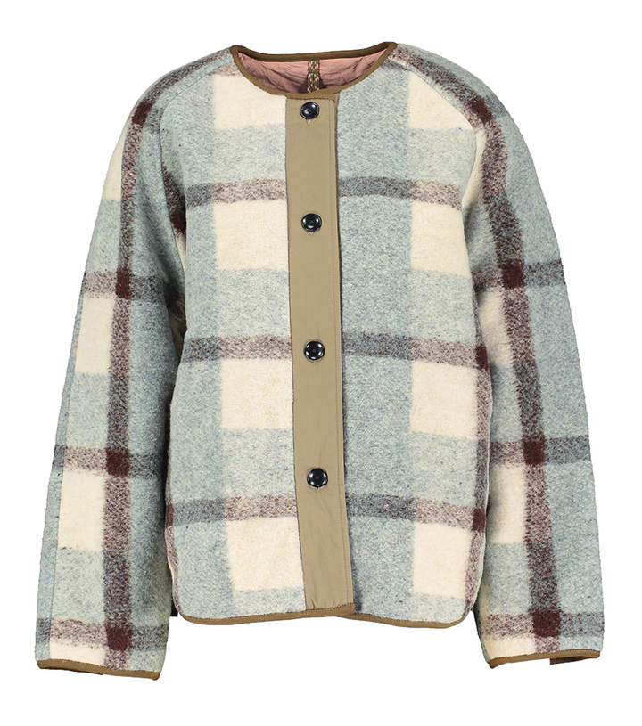 Reversible wollen vieux roze jas met teddy Harry Bellerose