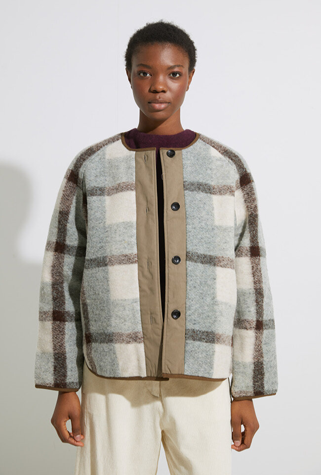 Reversible wollen vieux roze jas met teddy Harry Bellerose