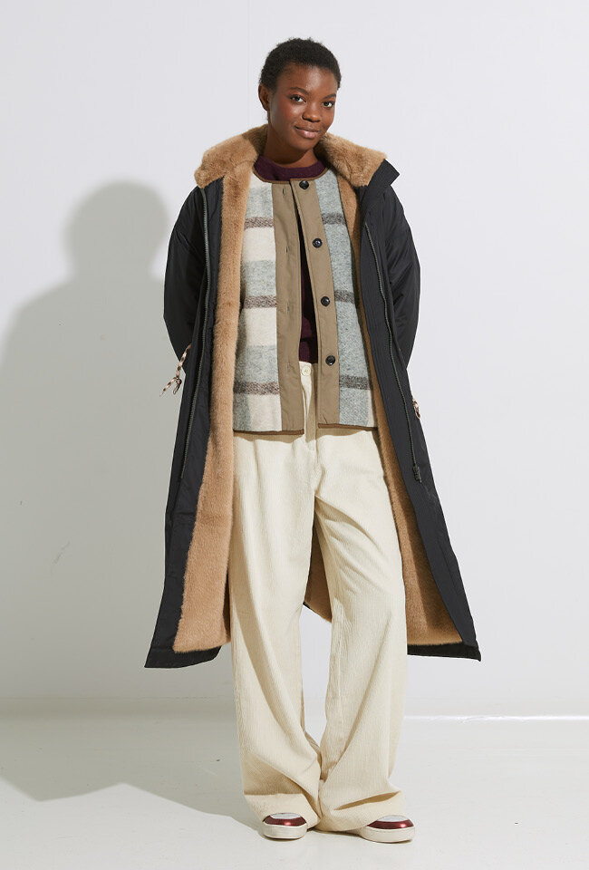 Reversible wollen vieux roze jas met teddy Harry Bellerose