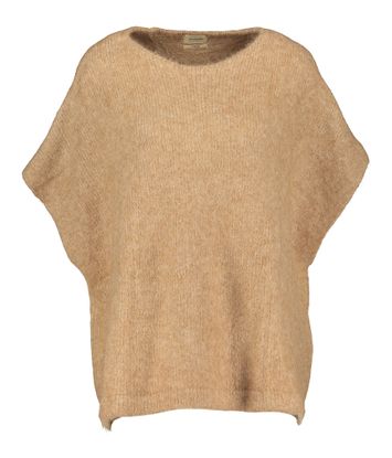 Beige wollen poncho trui Decro Bellerose