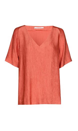 Oranje blouse in satijnlook Hamid Xandres