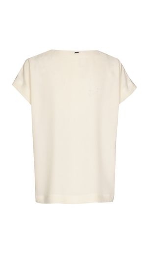 Ecru blouse met V-hals en korte mouwen Hipoo Xandres