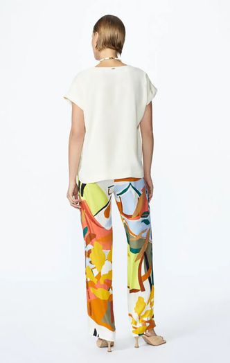 Ecru blouse met V-hals en korte mouwen Hipoo Xandres