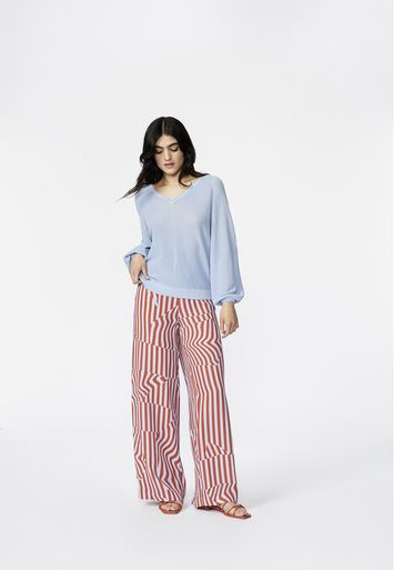 Rood paars gestreepte wijde broek Paina Xandres