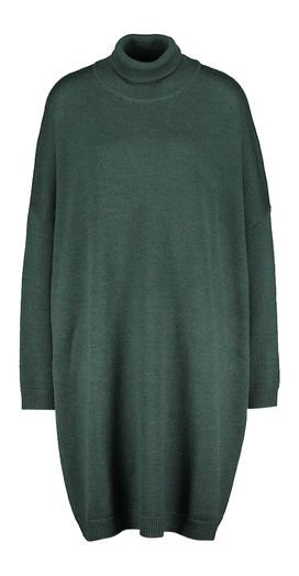 Donkergroene wollen oversized jurk met rolkraag Sens Bellerose
