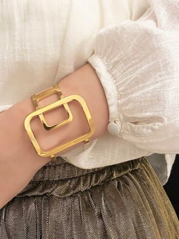 Hoekige bangle vergulde armband Ellen Beekmans