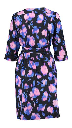 Zwarte jurk met bloemenprint en zakken Flo Dress Lalotti
