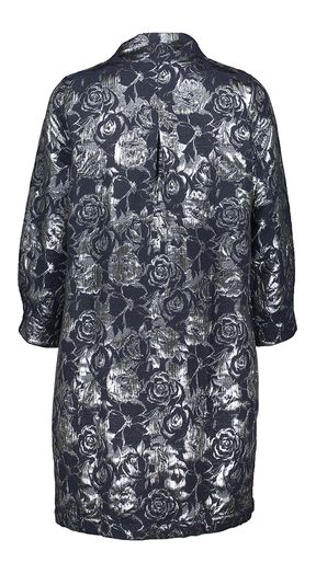 Donkerblauwe jurk met zilverkleurige print Marielou Lalotti
