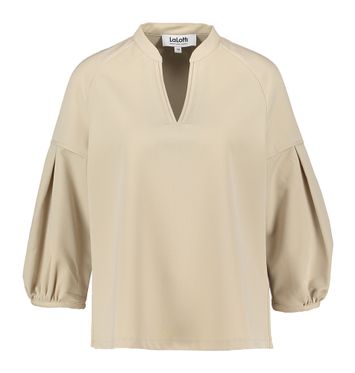 Beige blouse met V-hals en driekwart mouwen Sas Bloes Lalotti