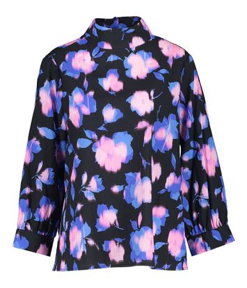 Zwarte bloes met bloemenprint Otto Lalotti 