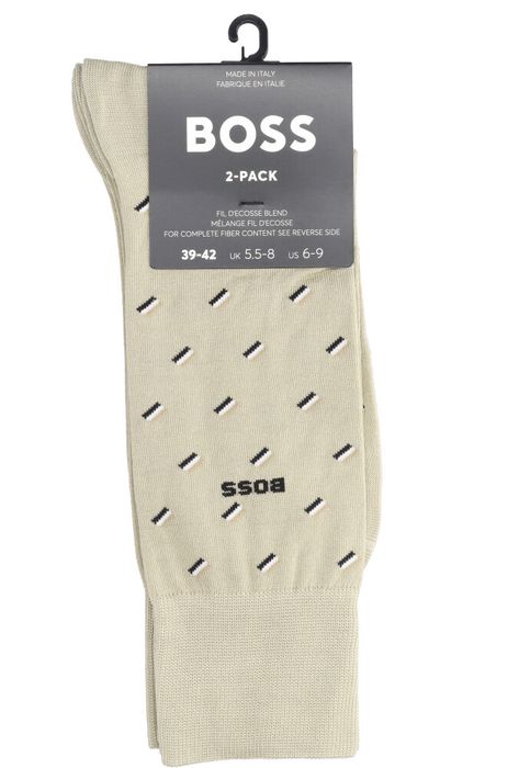 2-pack beige kousen met print Hugo Boss