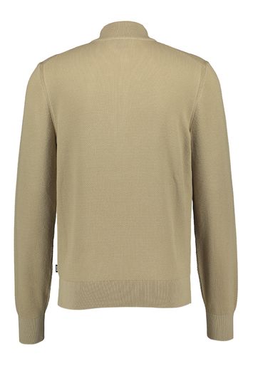 Beige katoenen pull met korte rits en reliëf Ebrando Hugo Boss