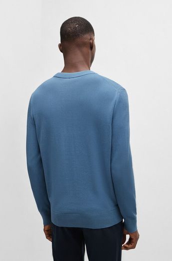 Blauwe trui met ronde hals Ecaio Hugo Boss