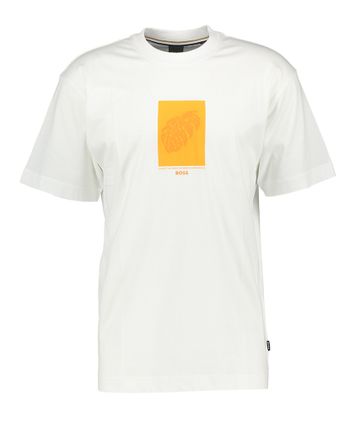 Witte T-shirt met oranje opdruk Tessin Hugo Boss