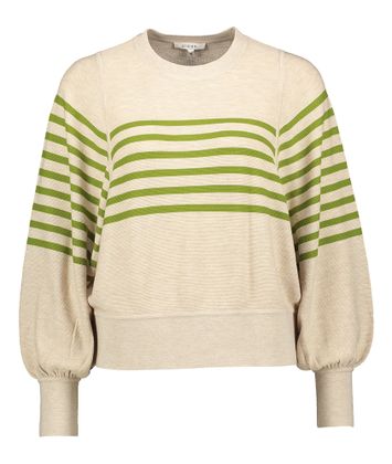 Beige wollen trui met groene strepen Levian Striped Gigue
