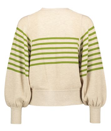 Beige wollen trui met groene strepen Levian Striped Gigue