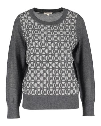 Grijze trui met print in merino wol Lowe Gigue