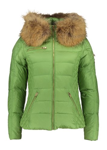 Groene winterjas met kap en pels Rita Rock and Blue