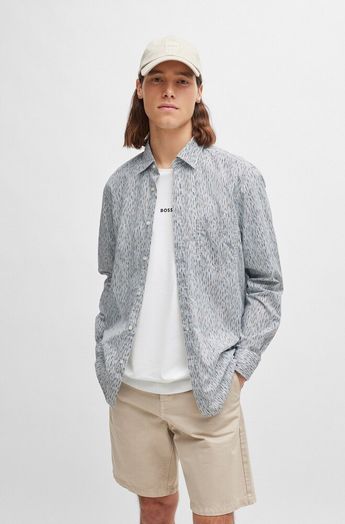 Wit katoenen hemd ( regular fit) met strepen en lange mouwen Hugo Boss