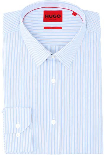 Wit katoenen hemd met blauwe strepen (slim fit) en lange mouwen Hugo Boss