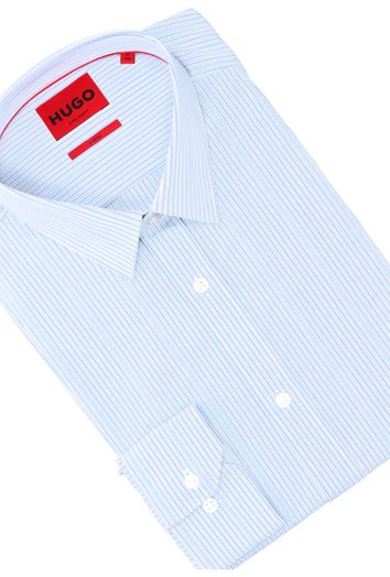 Wit katoenen hemd met blauwe strepen (slim fit) en lange mouwen Hugo Boss