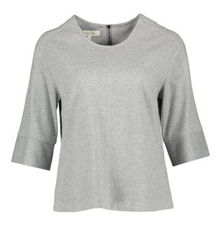 Marie Méro Grijze blouse met motief en drie kwart mouwen