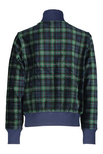 Blauw groene geruite ribfluwelen trui Ralph Lauren