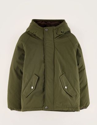 Bellerose Kaki winterjas met bruine teddystof in de kap Horwin