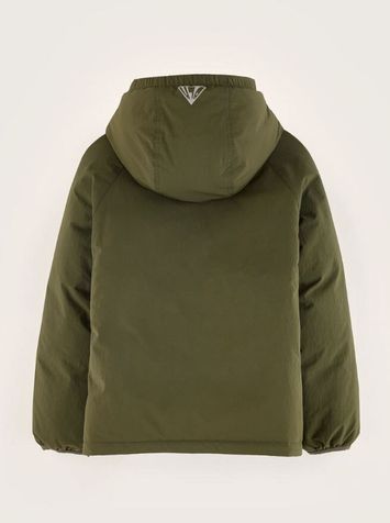 Kaki winterjas met bruine teddystof in de kap Horwin Bellerose
