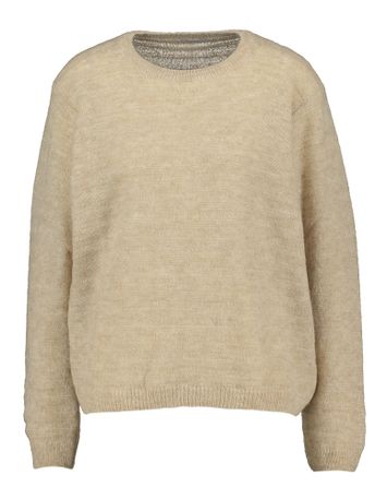 Zandkleurige wollen pull met boothals Gwen By-Bar
