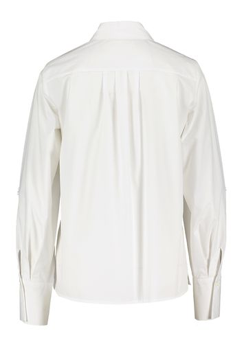 Witte katoenen hemdblouse met geborduurde detail op ellebogen La Camicia