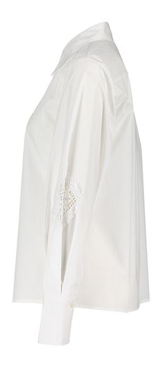 Witte katoenen hemdblouse met geborduurde detail op ellebogen La Camicia