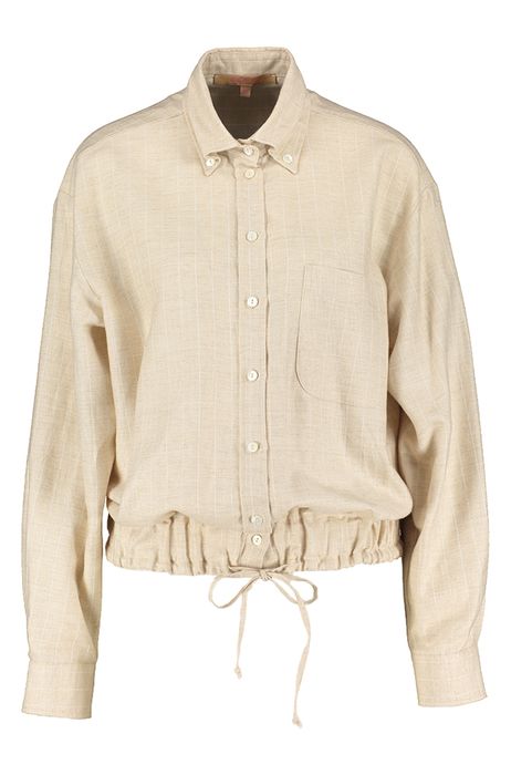 Beige gestreepte bloes met elastiek onderaan La Camicia