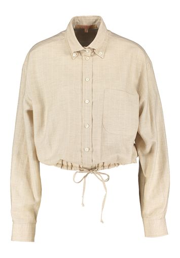 Beige gestreepte bloes met elastiek onderaan La Camicia