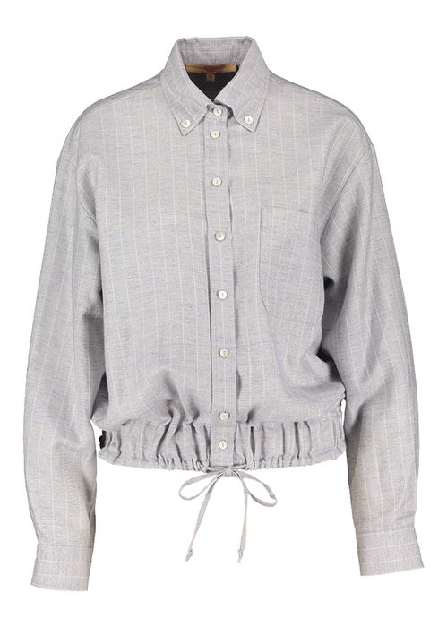 Licht blauwe gestreepte bloes met elastiek onderaan La Camicia