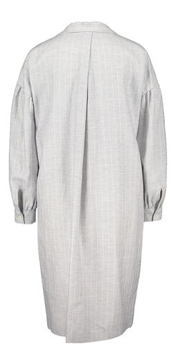 Lichtblauwe wollen jurk met witte streep en zakken La Camicia