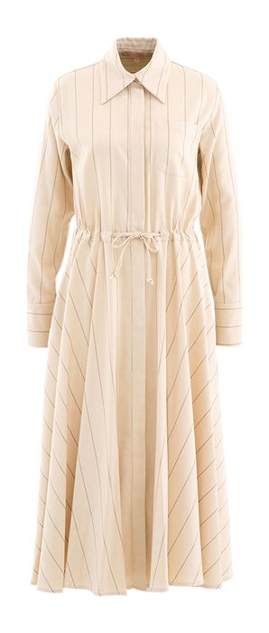 Beige lange gestreepte jurk La Camicia