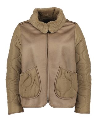 Bruinkleurige bomberjacket in verschillende texturen Sheepskin Jack HOX