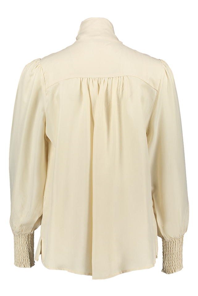 Vanille kleurige blouse met V-hals en lint JC Sophie