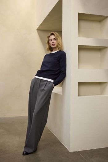 Donkerblauwe wollen pull met ronde hals Extreme JC Sophie