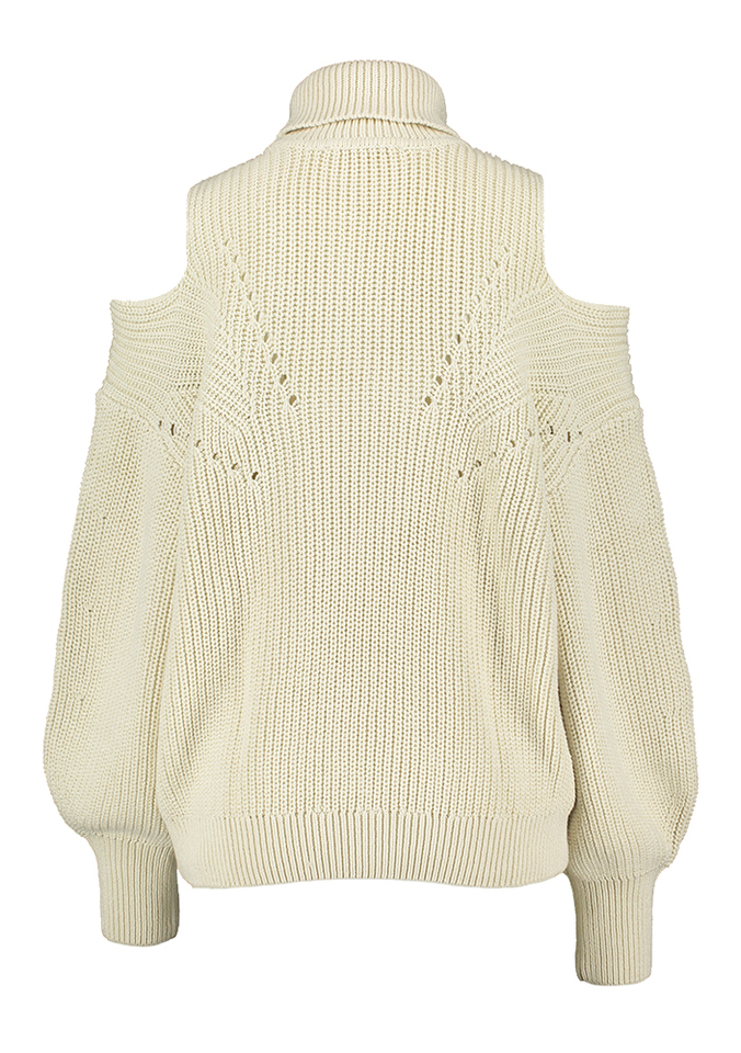 Beige gebreide pull met rolkraag Makara Minus