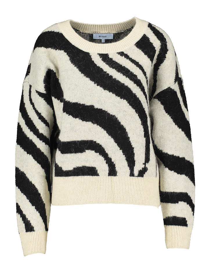 Ecru trui met zwarte zebra print Melima Minus