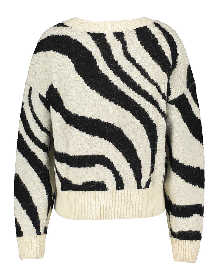 Ecru trui met zwarte zebra print Melima Minus