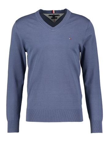 Blauwe pull met V-hals Tommy Hilfiger