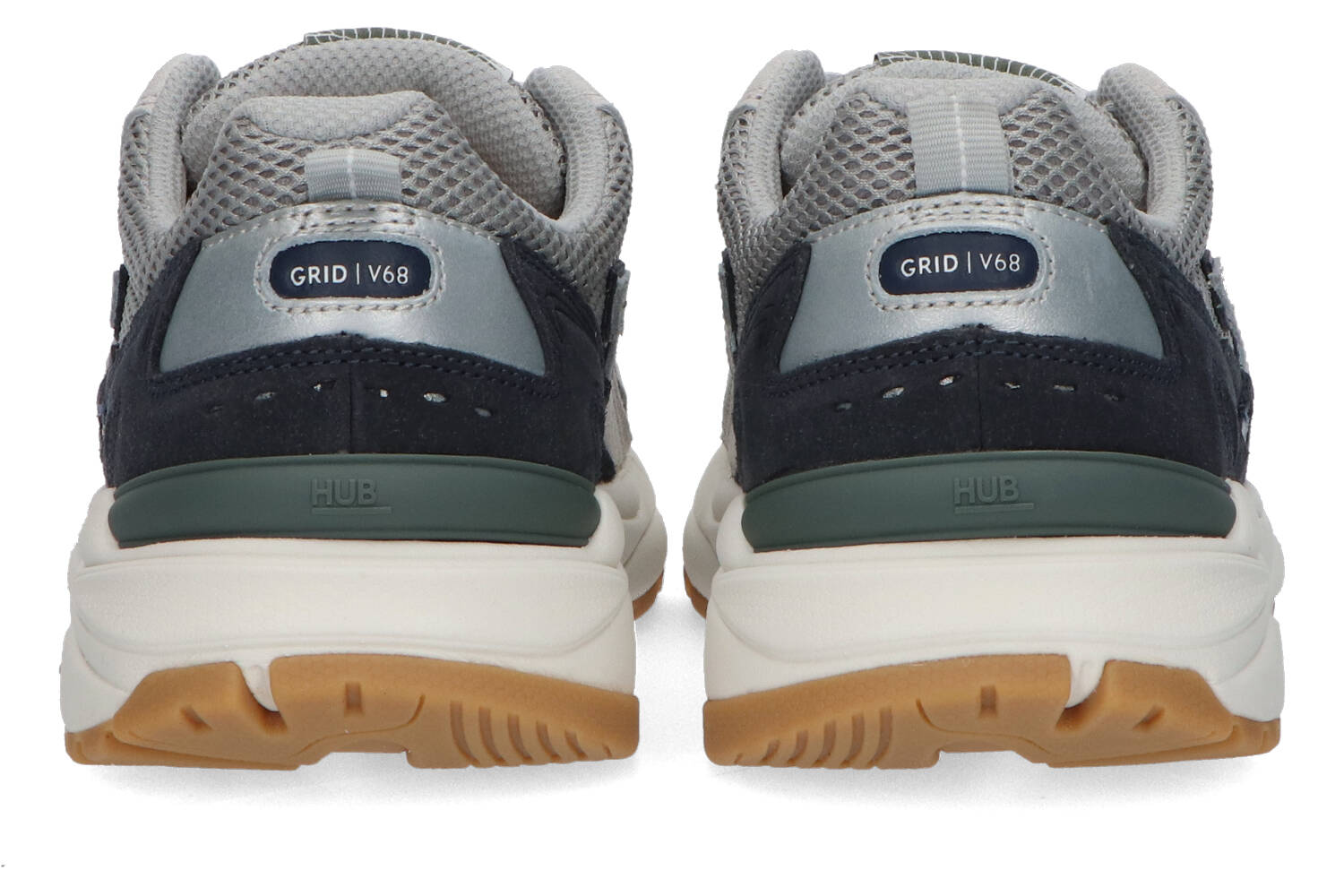 Lichtgrijze sneakers met blauw detail HUB