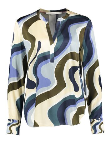 Multicolor zijde bloes met blauwe print Herzen's